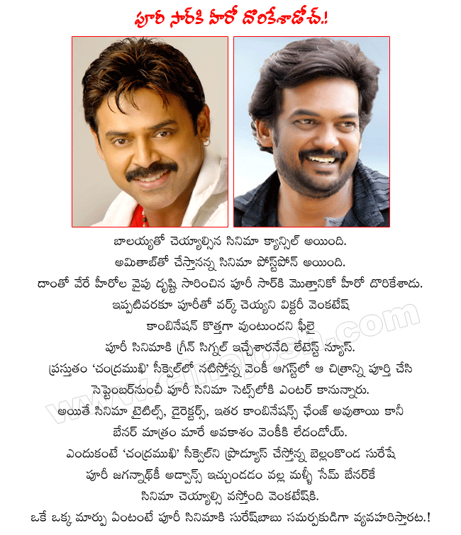 director puri jagannadh,telugu film director puri jagannath,puri next film with venkatesh,telugu hero victory venkatesh,venky next film with puri jagannath,producer bellamkonda suresh,venky doing chandramukhi sequel now  director puri jagannadh, telugu film director puri jagannath, puri next film with venkatesh, telugu hero victory venkatesh, venky next film with puri jagannath, producer bellamkonda suresh, venky doing chandramukhi sequel now